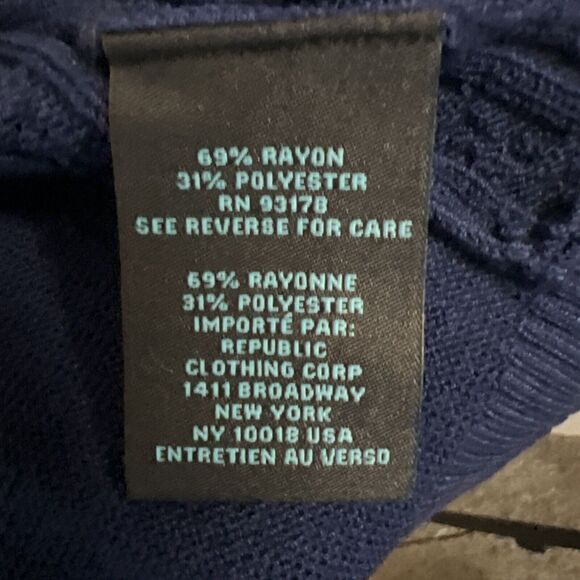 Faith & Zoe Cardigan Sweater Womens Medium Navy Blue Mesh Long Sleeve Open - Picture 8 of 12